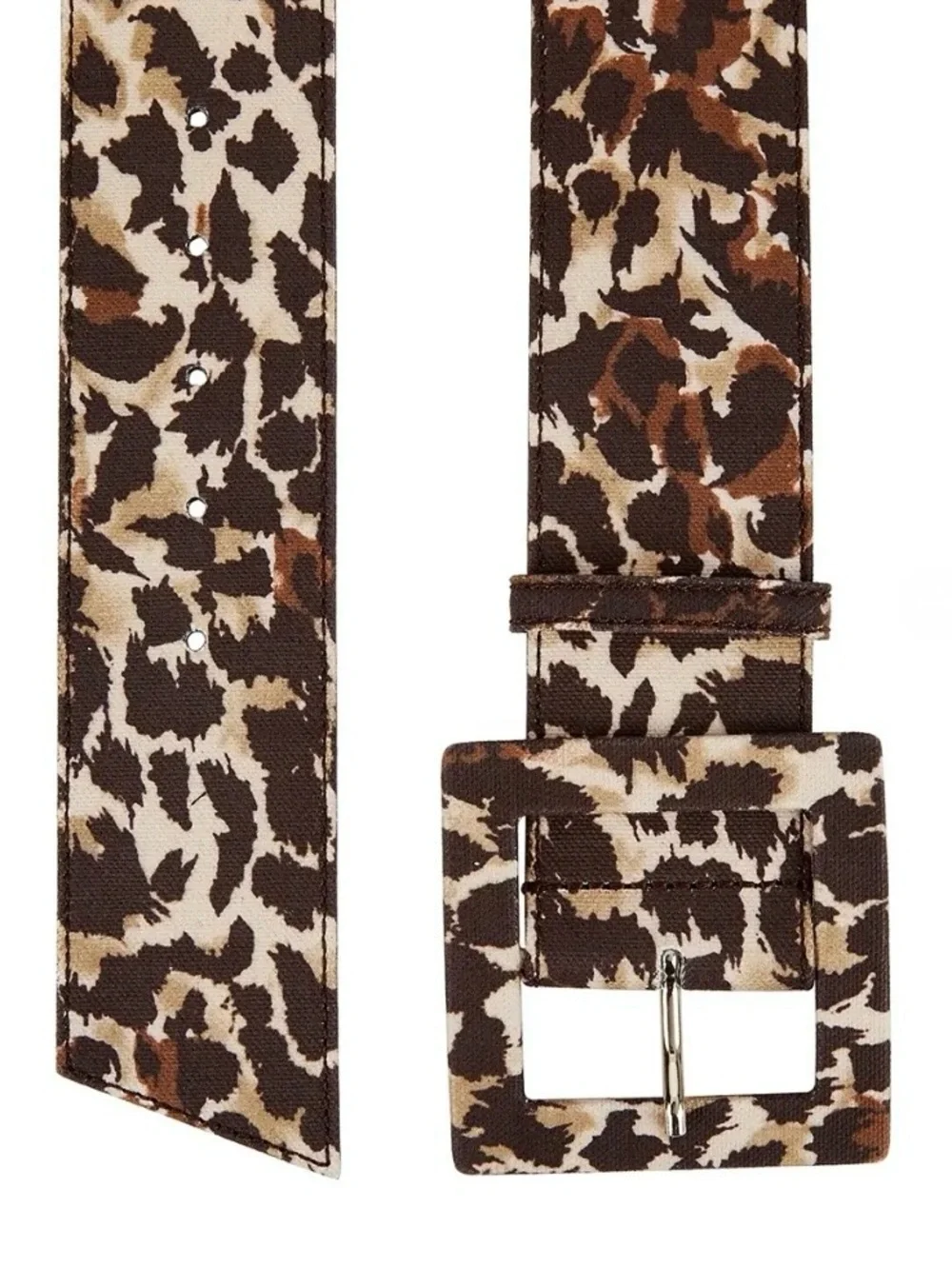 Veronica Beard Rickie Brown Animal Print Canvas Leather Statement Belt Large